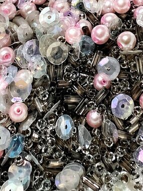 Mix of Vintage Beads removed from 1970s dress with Tube, Seed, Pearls & Sequins